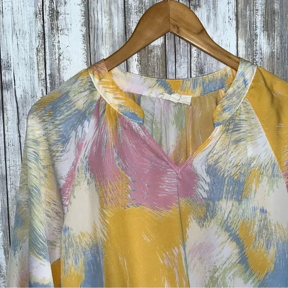 Entro Yellow, Blue Tired Ruffle Neck Blouse - Picture 5 of 6
